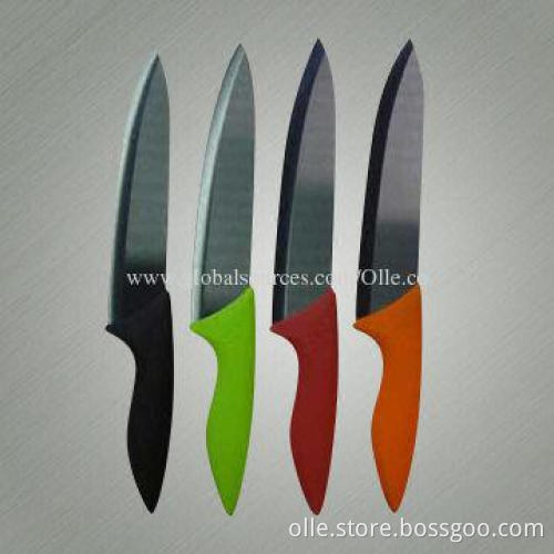 8 Inch Colorful ABS and TPR Coating Handle Ceramic Blade Chef Knife